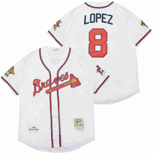 Atlanta Braves 8 Javy Lopez Baseball Jersey White  Retro