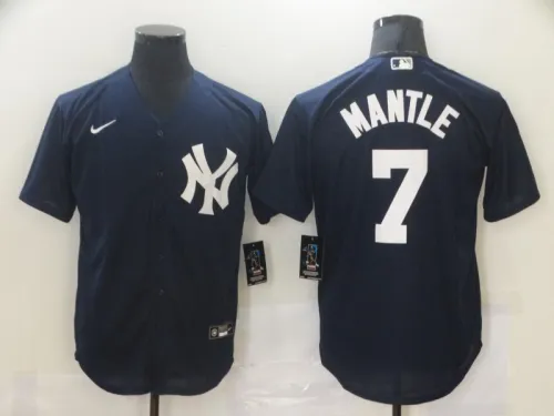 Nike New York Yankees 7 Mickey Mantle Baseball Jersey Navy Blue