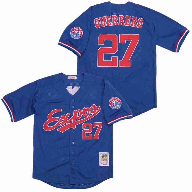 Montreal Expos 27 Vladimir Guerrero Baseball Jersey Color blue BP Retro