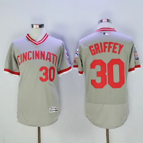Cincinnati Reds 30 ken griffey jr Flexbase Baseball Jersey Gray