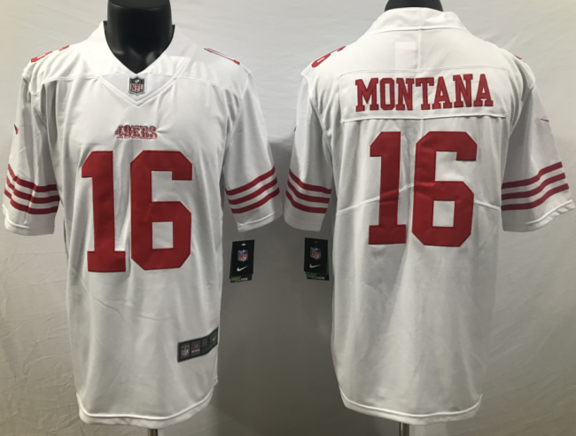 San Francisco 49ers 16 Joe Montana Football Jersey Legend White