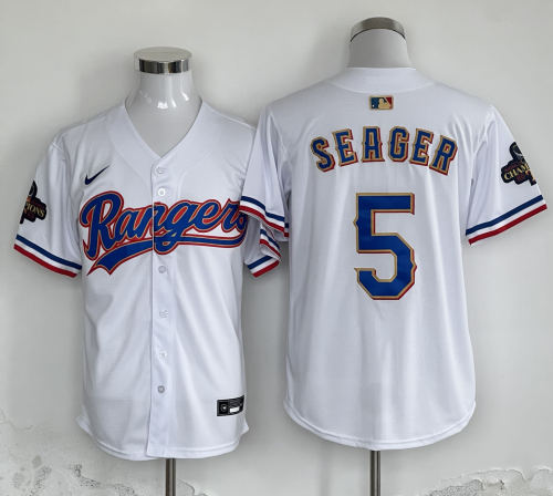 Copy Nike Texas Rangers 5 Corey Seager Baseball Jersey White Champion