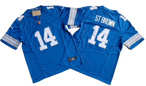Detroit Lions 14 Amon-Ra St. Brown Nike Blue Vapor F.U.S.E. Limited Jersey
