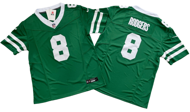 New York Jets 8 Aaron Rodgers Nike Legacy Green Vapor F.U.S.E. Limited Jersey