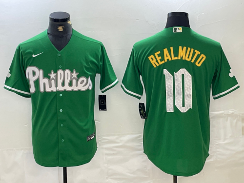 Nike Philadelphia Phillie 10 J.T. Realmuto Baseball Jersey Green fashion