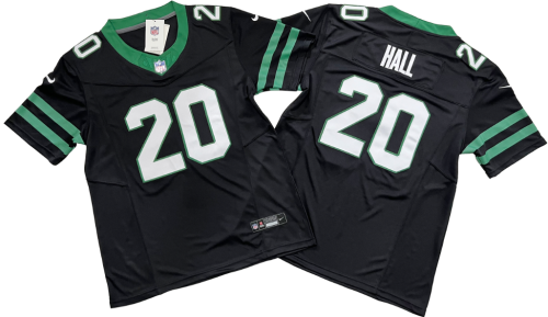New York Jets 20 Breece Hall Nike Legacy Black Vapor F.U.S.E. Limited Jersey