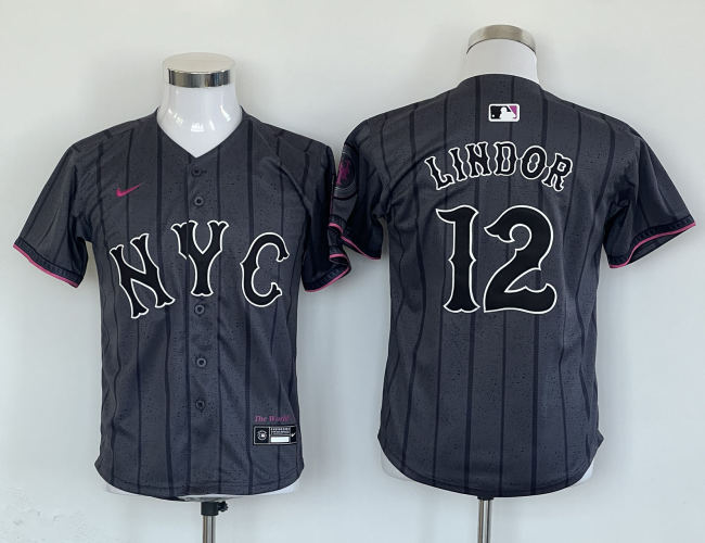 Youth Nike New York Mets 12 Francisco Lindor Baseball Jersey City Edition