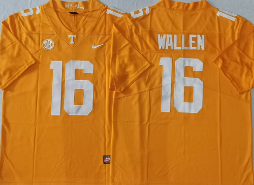 Tennessee Volunteers 16 Morgan Wallen Coolege Football Jersey Limited Orange
