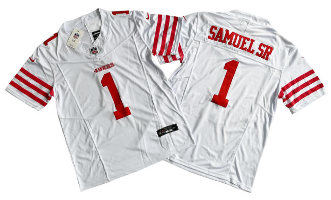 San Francisco 49ers 1 Deebo Samuel Sr White Nike Vapor F.U.S.E. Limited Jersey