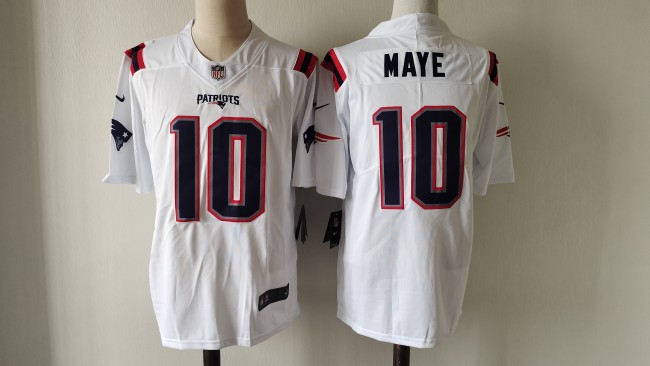 New England Patriots 10 Drake Maye Football Jersey Legend White