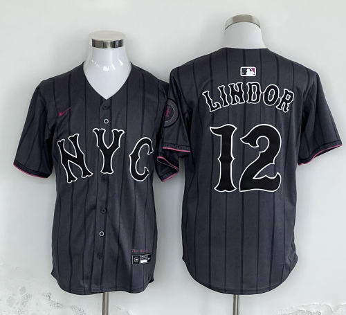 Nike New York Mets 12 Francisco Lindor Baseball Jersey City Edition