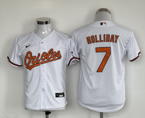 Youth Nike Baltimore Orioles 7 Jackson Holliday Baseball Jersey White