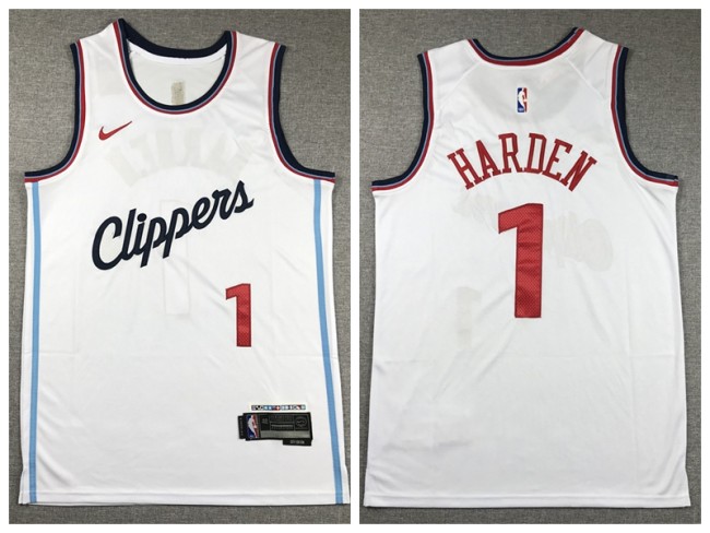 Nike L.A. Clippers 1 James Harden Basketball Jersey White