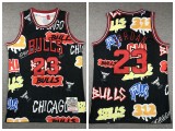 Chicago Bulls 23 Michael Jordan Basketball Jersey Graffiti