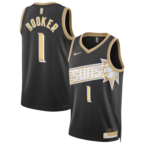 Nike Feinikesi suns 1 Devin Booker Basketball Jersey Black Gold Edition