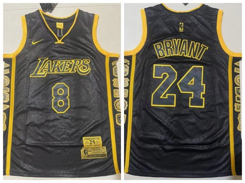 Nike Los Angeles Lakers 8 and 24 Kobe Bryant Basketball Jersey Black Serpentine