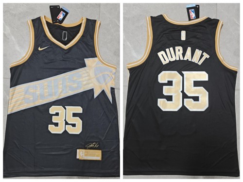 Nike Feinikesi suns 35 Kevin Durant Basketball Jersey Black Gold Edition