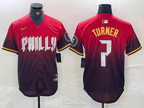 Nike Philadelphia Phillie 7 Trea Turner Baseball Jersey Red City Edition