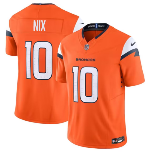 Denver Broncos 10 Bo Nix Nike Orange Vapor F.U.S.E. Limited Jersey