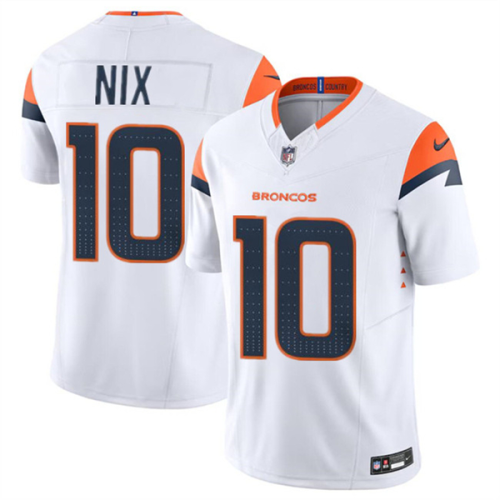 Denver Broncos 10 Bo Nix Nike White Vapor F.U.S.E. Limited Jersey