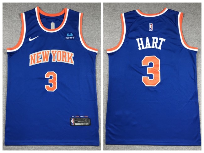 New York Knicks 3 Josh Hart Basketball Jersey Blue