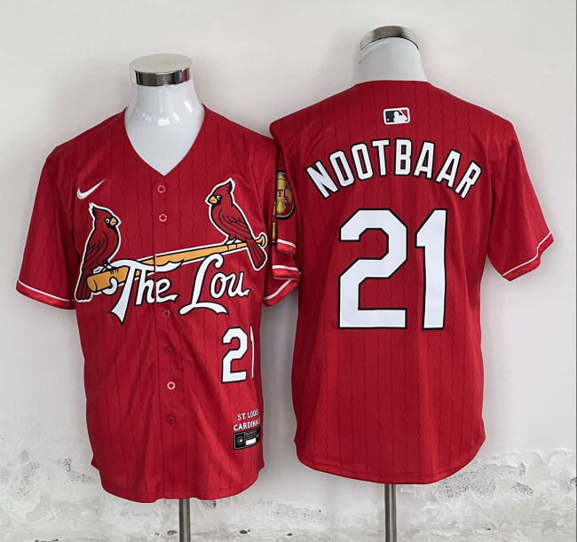 St. Louis Cardinals 21 Lars Nootbaar Nike Red 2024 City Connect Limited Player Jersey Colored Stripe City Edition