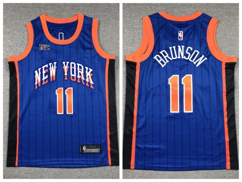 Youth New York Knicks 11 Jalen Brunson Basketball Jersey Blue City Edition