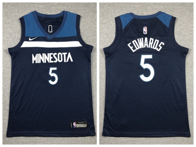 Youth Nike Minnesota Timberwolv 5 Anthony Edwards Basketball Jersey Navy Blue