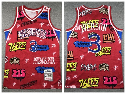 Philadelphia 76ers 3 Allen Iverson Basketball Jersey Graffiti