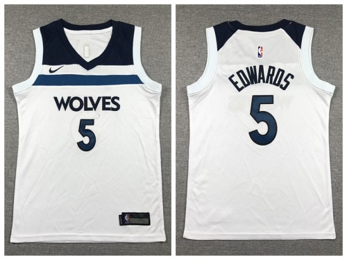 Youth Nike Minnesota Timberwolv 5 Anthony Edwards Basketball Jersey White