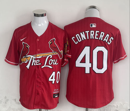 St. Louis Cardinals 40 Willson Contreras Nike Red 2024 City Connect Limited Player Jersey Colored Stripe City Edition