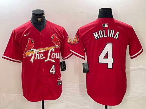 St. Louis CardinalsSt. Louis Cardinals 4 Yadier Molina Red 2024 City Connect Limited Player Jersey Colored Stripe City Edition