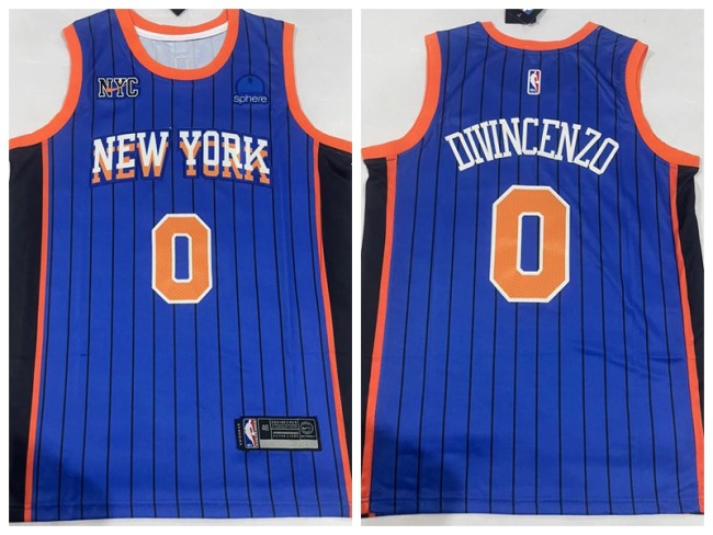 New York Knicks 0 Donte DiVincenzo Basketball Jersey Blue City Edition