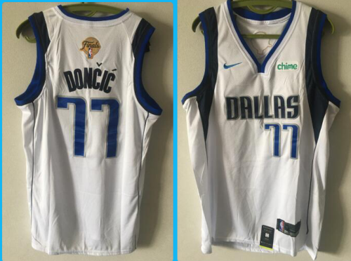 Nike Dallas Mavericks 77 Luka Doncic Basketball Jersey White Final