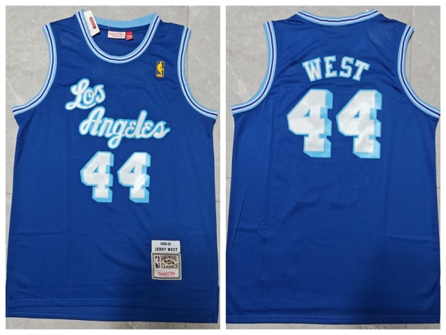 Los Angeles Lakers 44 Jerry West Basketball Jersey Blue Retro