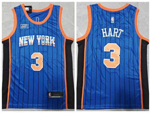 New York Knicks 3 Josh Hart Basketball Jersey Blue City Edition