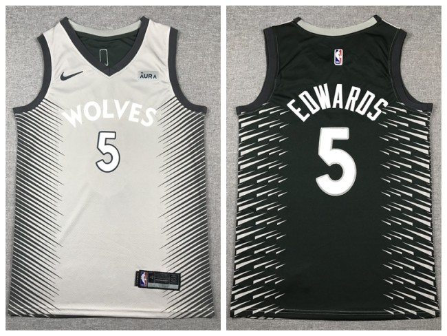 Nike Minnesota Timberwolv 5 Anthony Edwards Basketball Jersey Gray