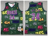Nike Milwaukee Bucks 34 Giannis Antetokounmpo Basketball Jersey Graffiti