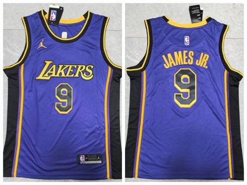 Jordan Los Angeles Lakers 9 Bronny James Jr. Basketball Jersey Purple