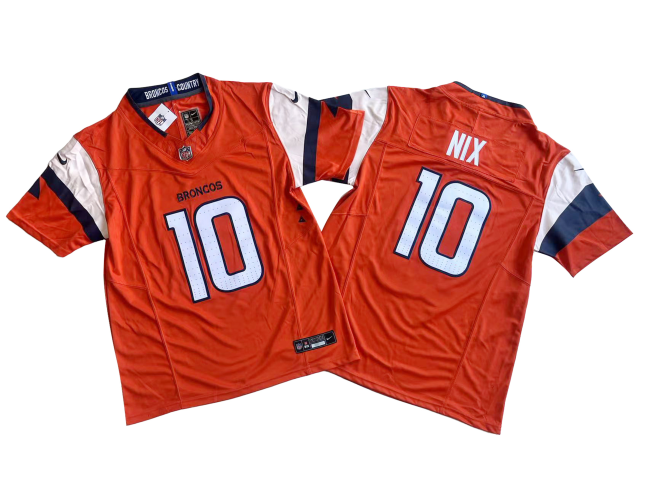 Denver Broncos 10 Bo Nix Nike Orange Vapor F.U.S.E. Limited Jersey