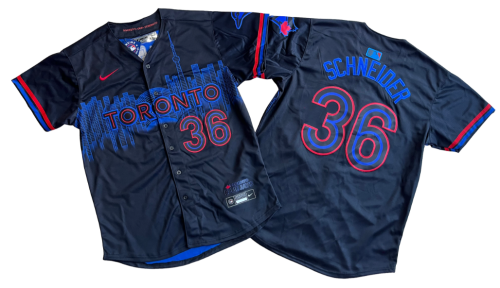 Nike Toronto Blue Jays 36 Davis Schneider Baseball Jersey Blue City Edition