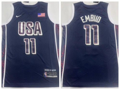 USA 11 Joel Embiid Basketball Jersey Blue