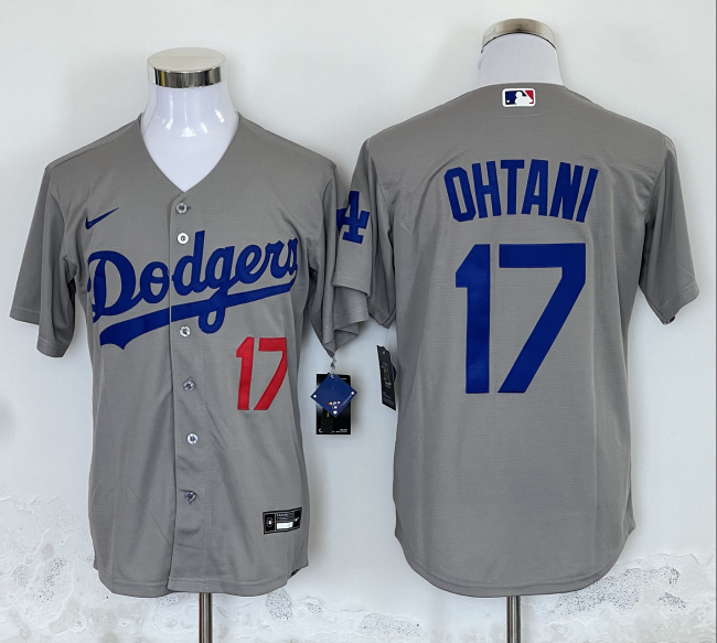 Nike Los Angeles Dodgers 17 Shohei Ohtani Baseball Jersey Gray