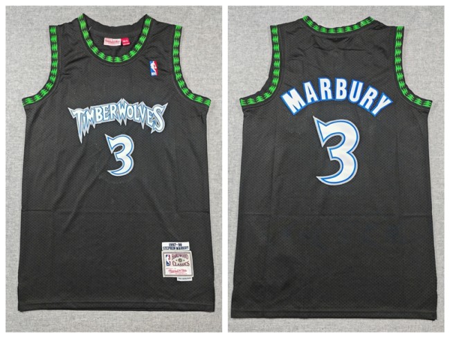 Minnesota Timberwolv 3 Stephon Marbury Basketball Jersey Black Retro