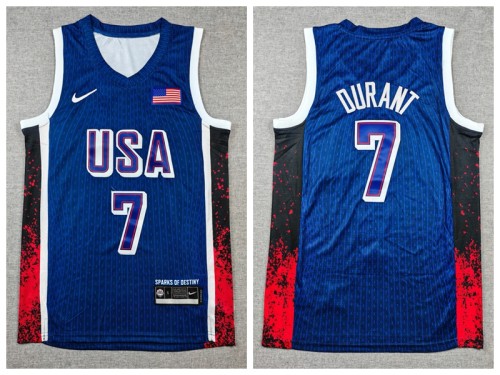 USA 7 Kevin Durant Basketball Jersey Deep blue stripes