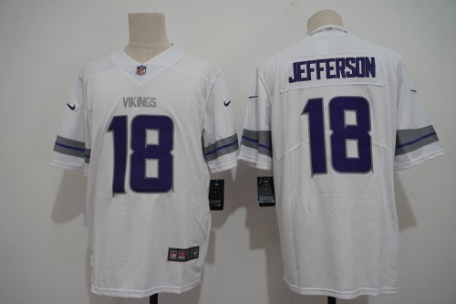 Minnesota Vikings 18 Justin Jefferson Football Jersey White