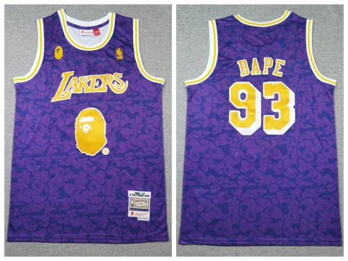 Los Angeles Lakers 93 Buy BAPE Basketball Jersey Purple Retro