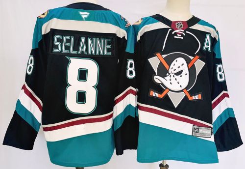 Fanatics Anaheim Ducks 8 Teemu Selanne Ice Hockey Jersey Black