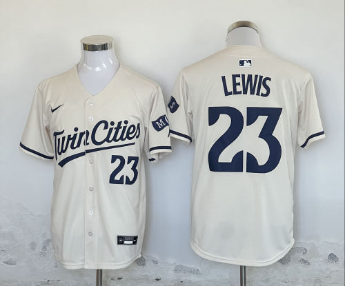 NIke Minnesota Twins 23 Royce Lewis Baseball Jersey Beige