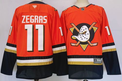 Anaheim Ducks 11 Trevor Zegras Ice Hockey Jersey Orange